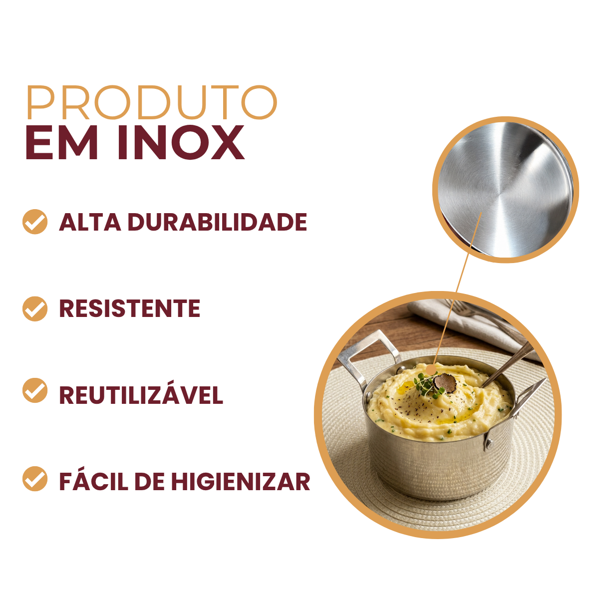 Mini Caçarola Servir Aço Inox 550ml