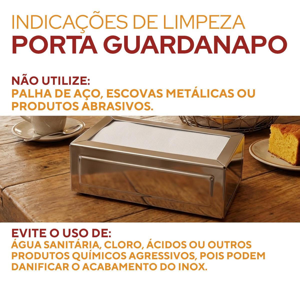 Porta Guardanapo Inox deitado