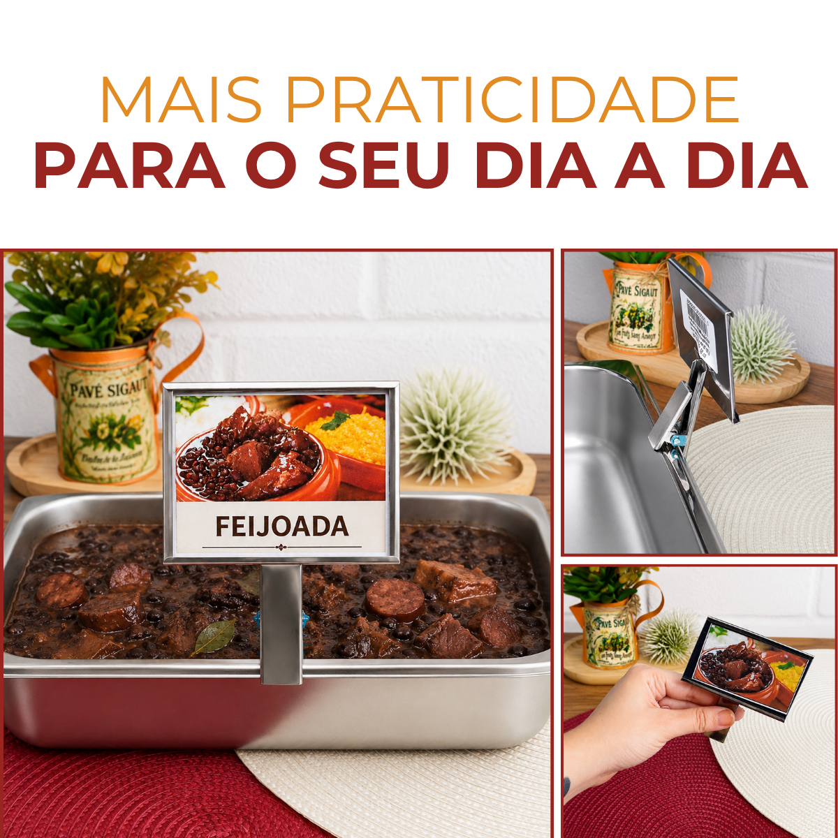 Identificação Display Bandeja Aço Inox