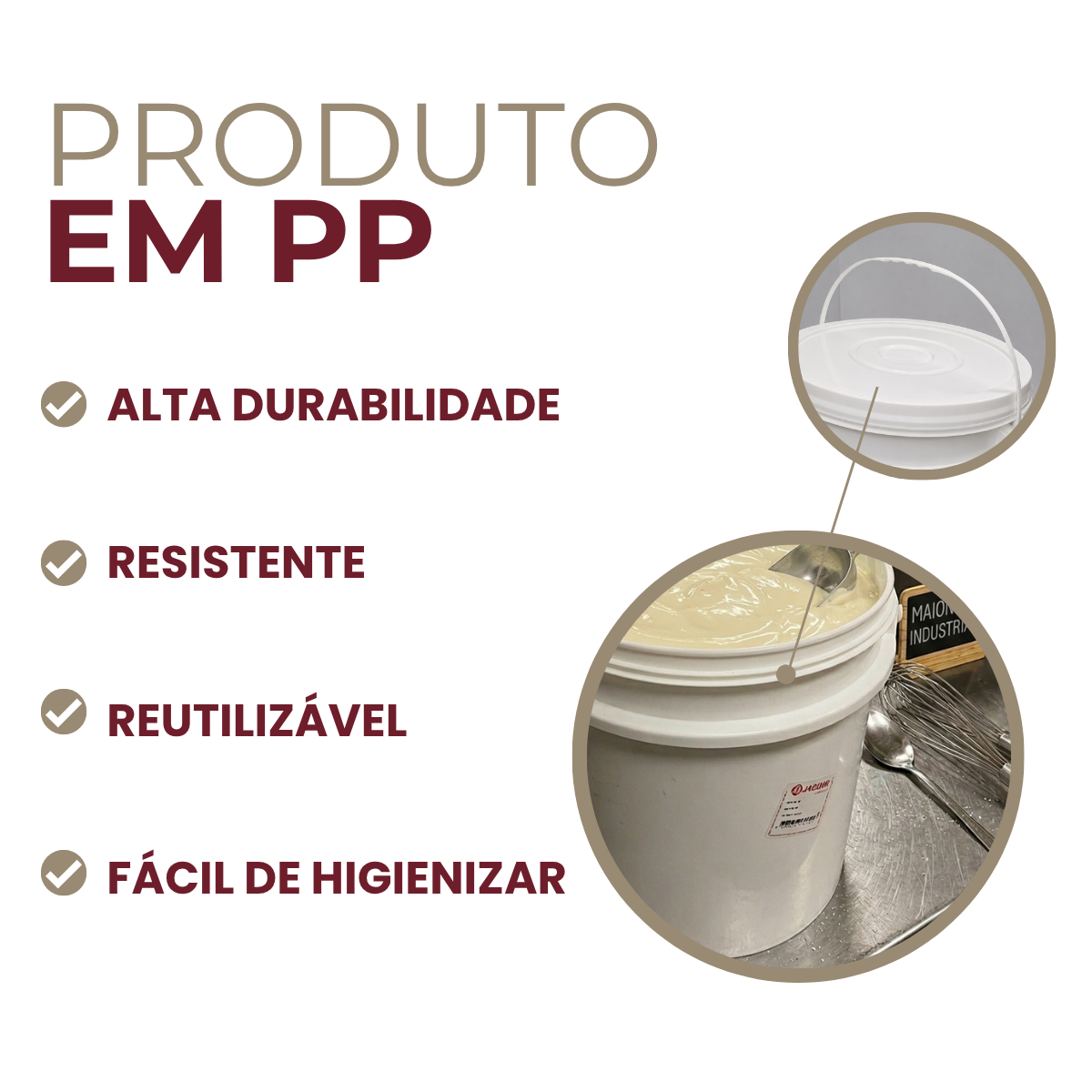 Balde Industrial com Tampa Polipropileno 18 Litros