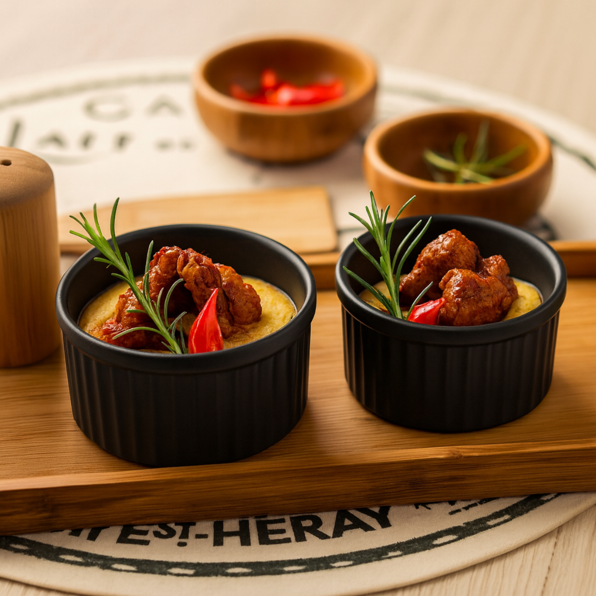 Ramekim Preto Canelado Polipropileno