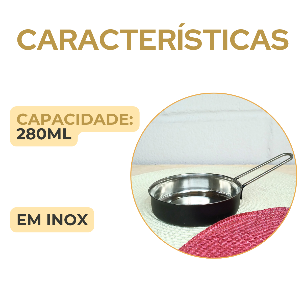 Mini Frigideira 280ml Aço Inox