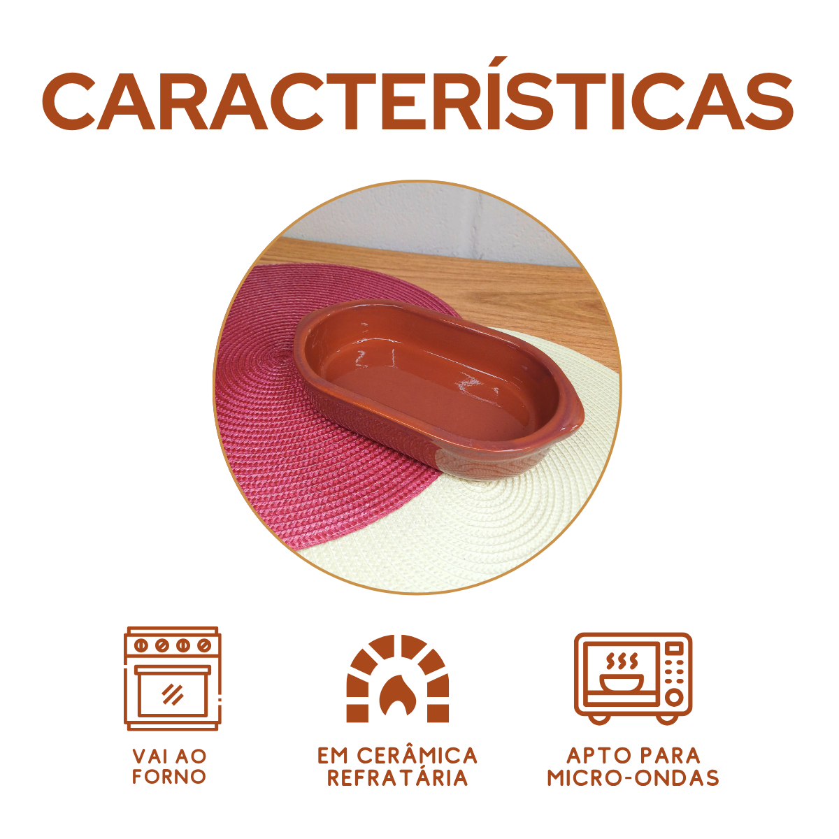 Assadeira Oval Barro 650ml