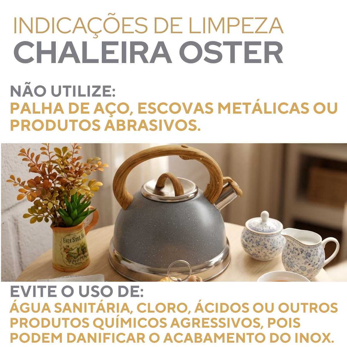 Chaleira Cinza Grey Com Apito 3 Litros