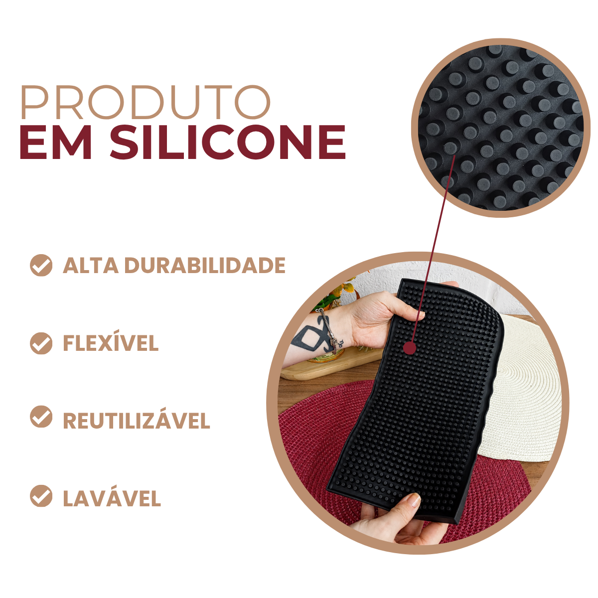 Tapete de Copos Silicone 30cm
