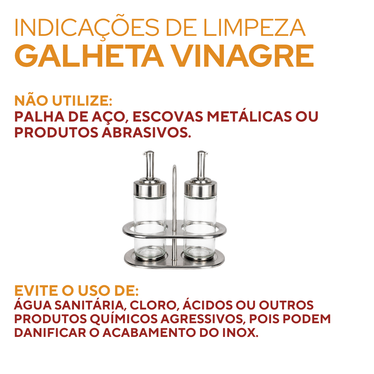 Kit 2 Galheteiro Vidro 100ml Com Suporte Inox Mesa