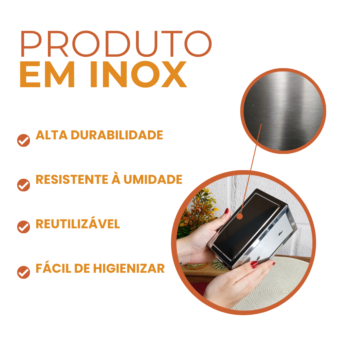 Porta Guardanapo Mesa Aço Inox