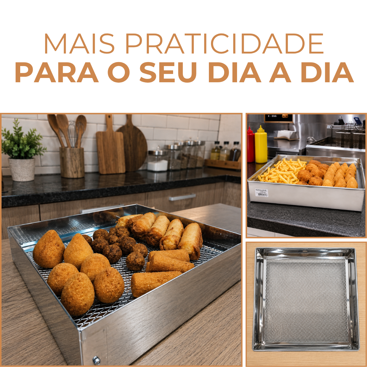 Forma quadrada com tela 30cm escorredor de fritura