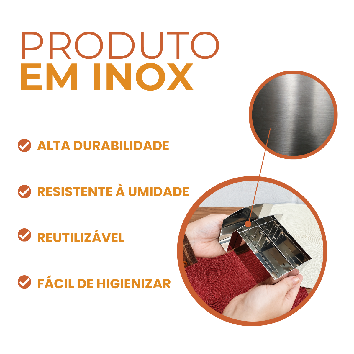 Porta Sachê e Guardanapo em Aço inox Servir