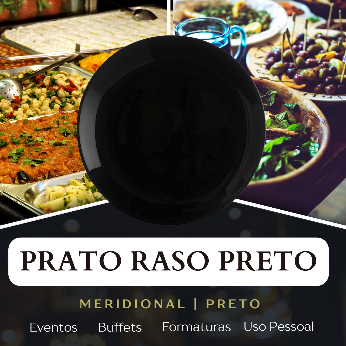 Prato Raso Redondo Meridional Preto - A Gourmet