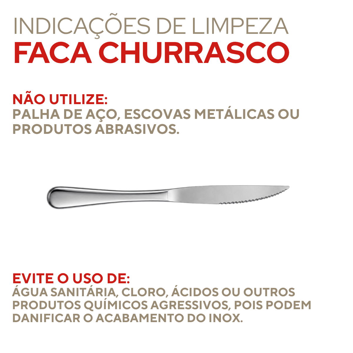 Faca Churrasco Novara Aço Inox