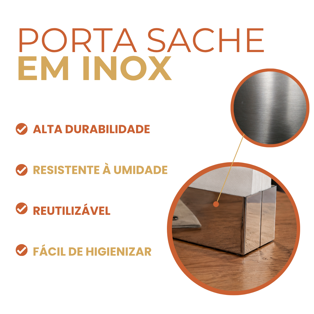 Porta Sache Aço Inox
