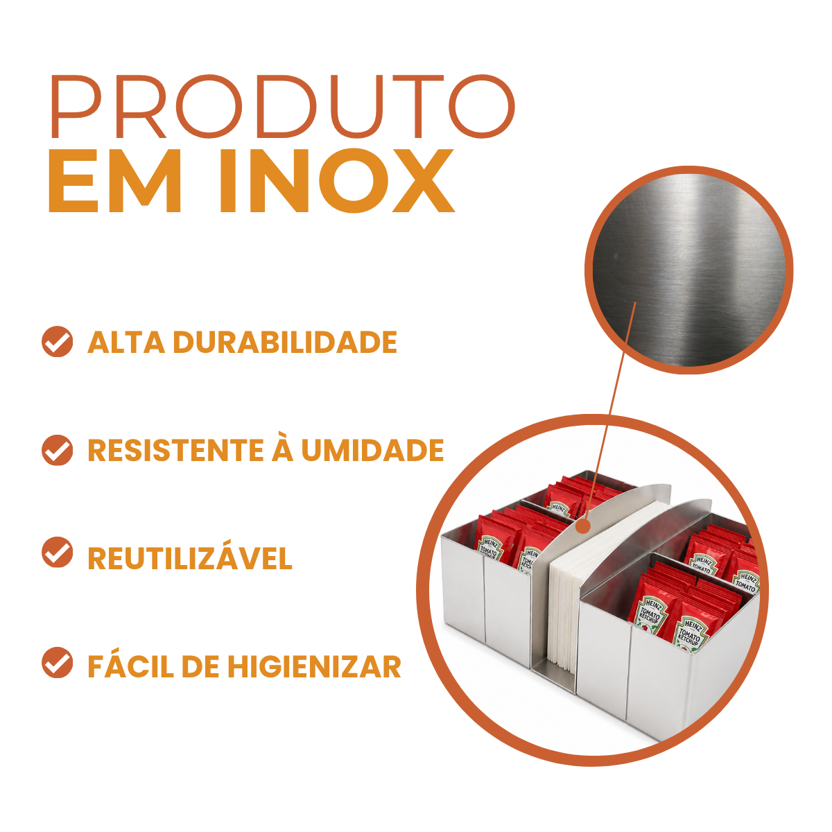 Porta Sache Guardanapo Aço Inox