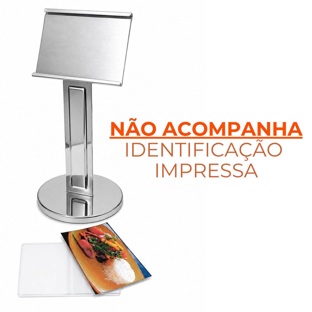 Display Mesa Identificação Grande Aço Inox
