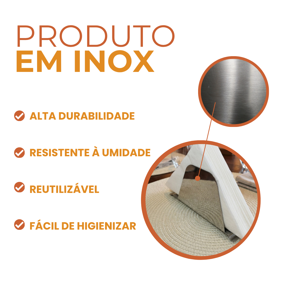 Porta Guardanapo Mesa Aço Inox
