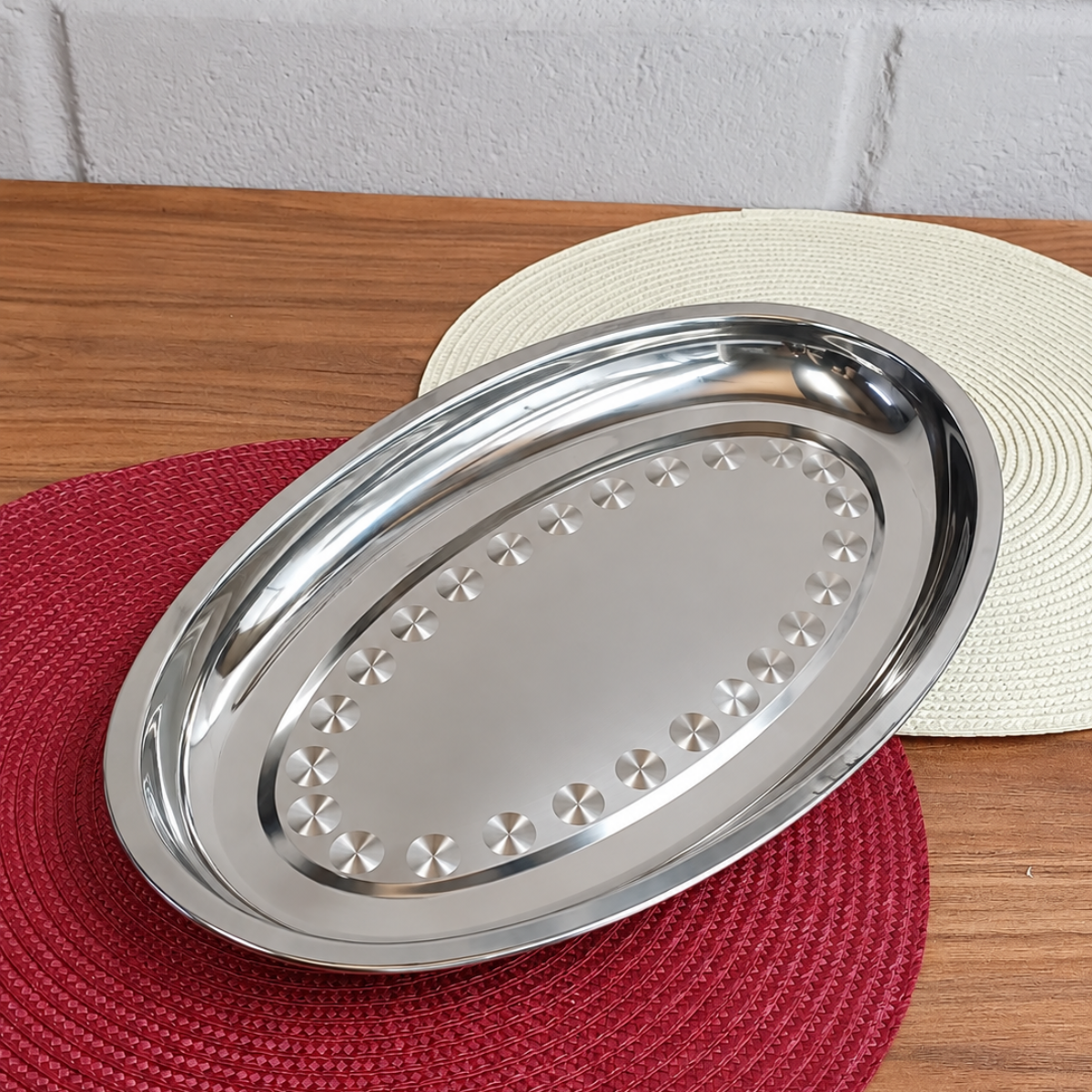 Travessa Inox 45cm Antideslizante Servir