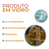 Kit 2 Galheteiro Vidro 100ml Com Suporte Inox Mesa