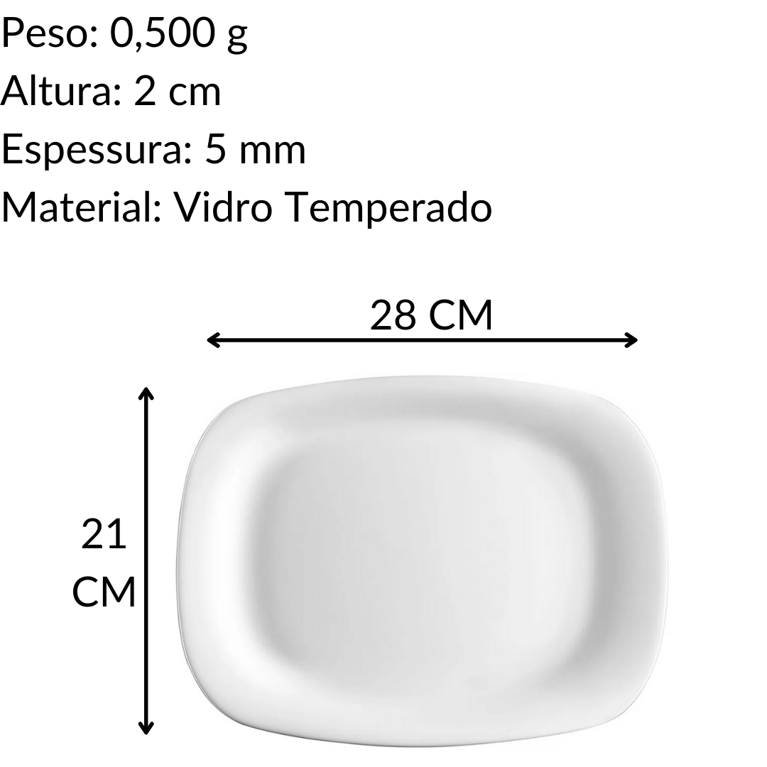 Prato Retangular Grangusto Vidro Temperado Glob Imports