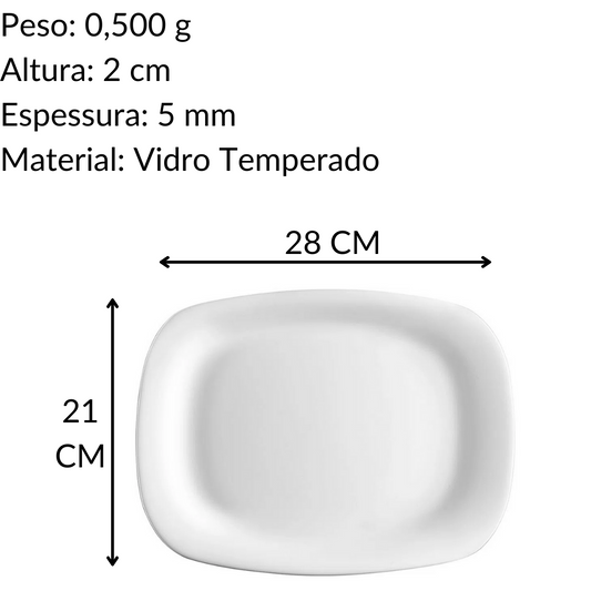 Prato Retangular Grangusto Vidro Temperado