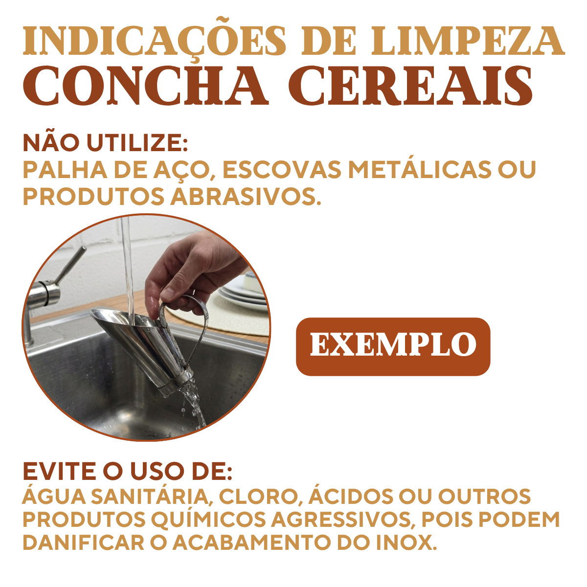 Concha de Cereais Aço Inox 500g