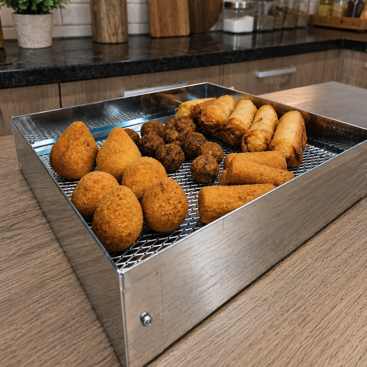 Forma quadrada com tela 30cm escorredor de fritura
