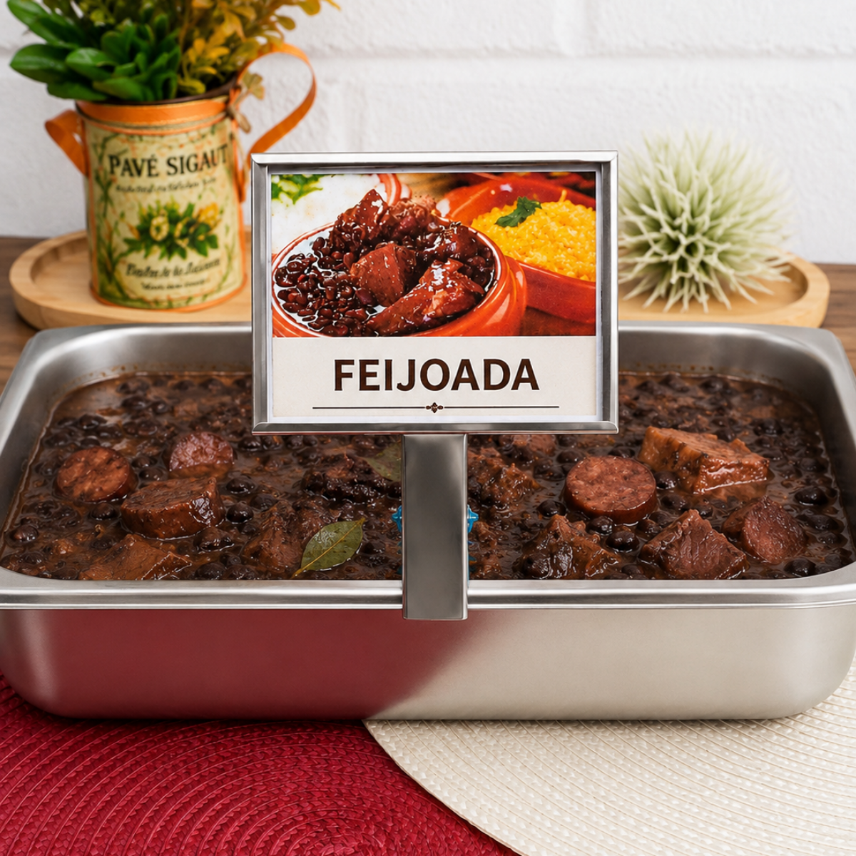 Identificação Display Bandeja Aço Inox