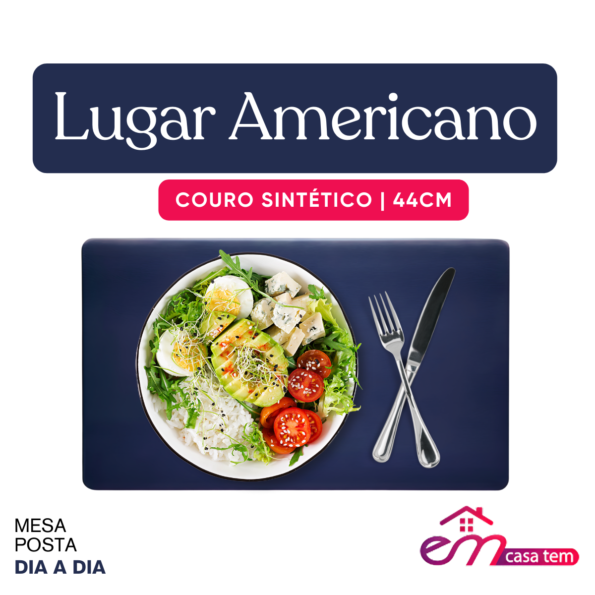 Lugar Americano Azul Couro Sintético - A Gourmet