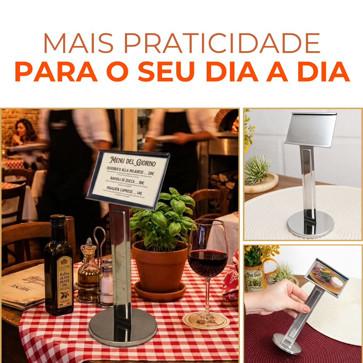 Display Mesa Identificação Grande Aço Inox