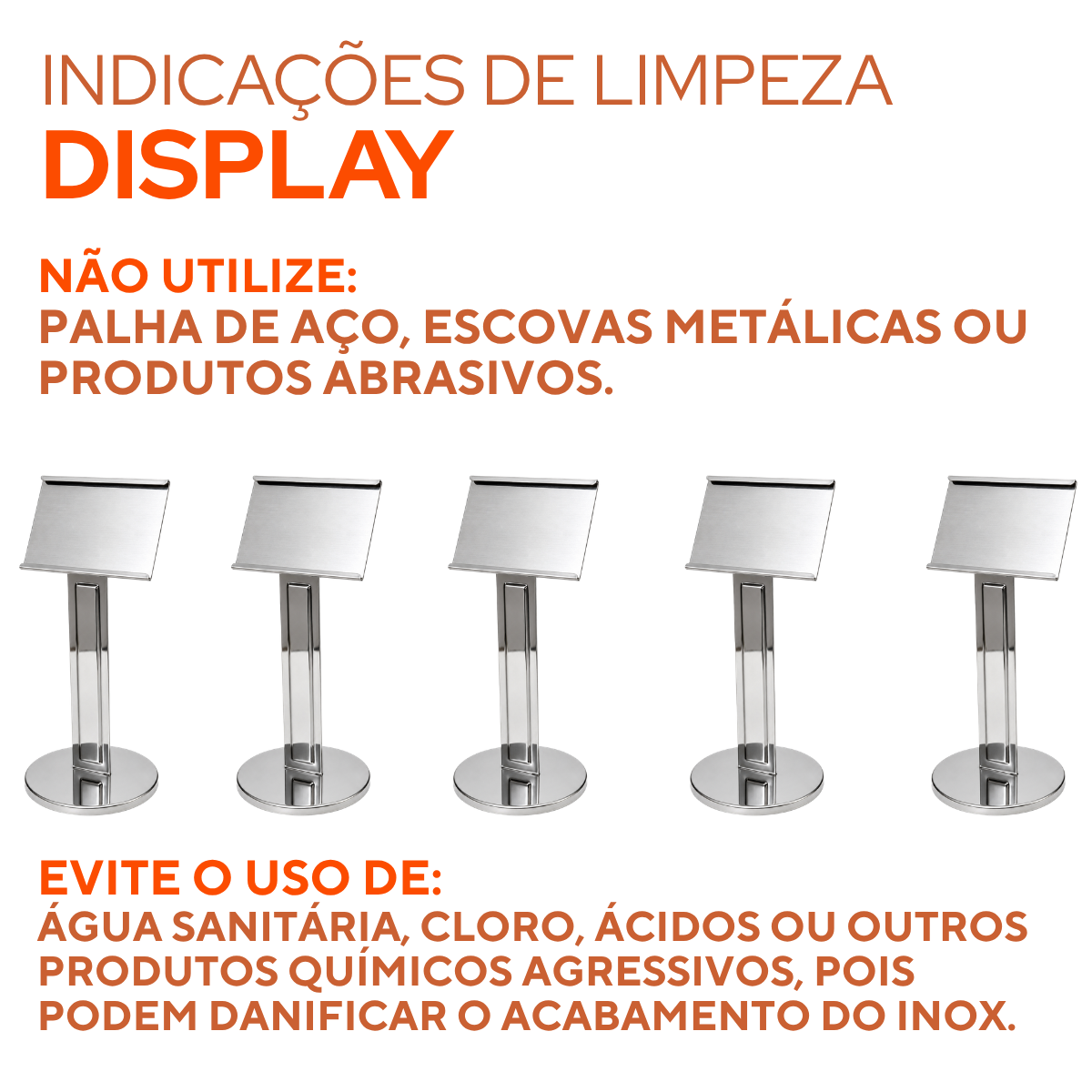 Display Mesa Identificação Grande Aço Inox