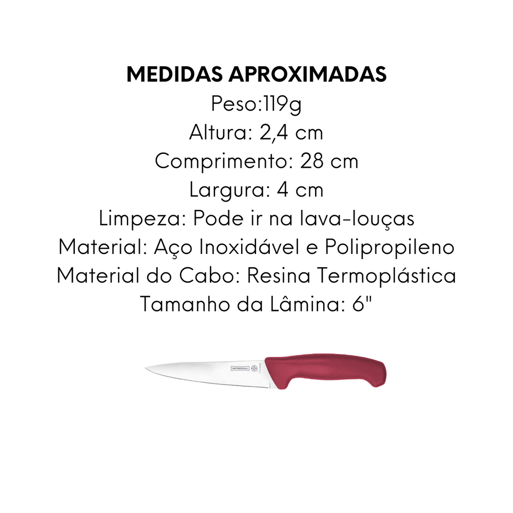 Faca Carne Element Vermelha 28cm - A Gourmet