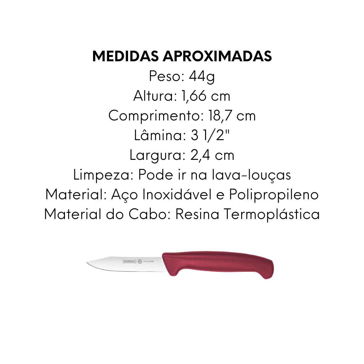 Faca de Legumes Mundial Element Vermelha - A Gourmet