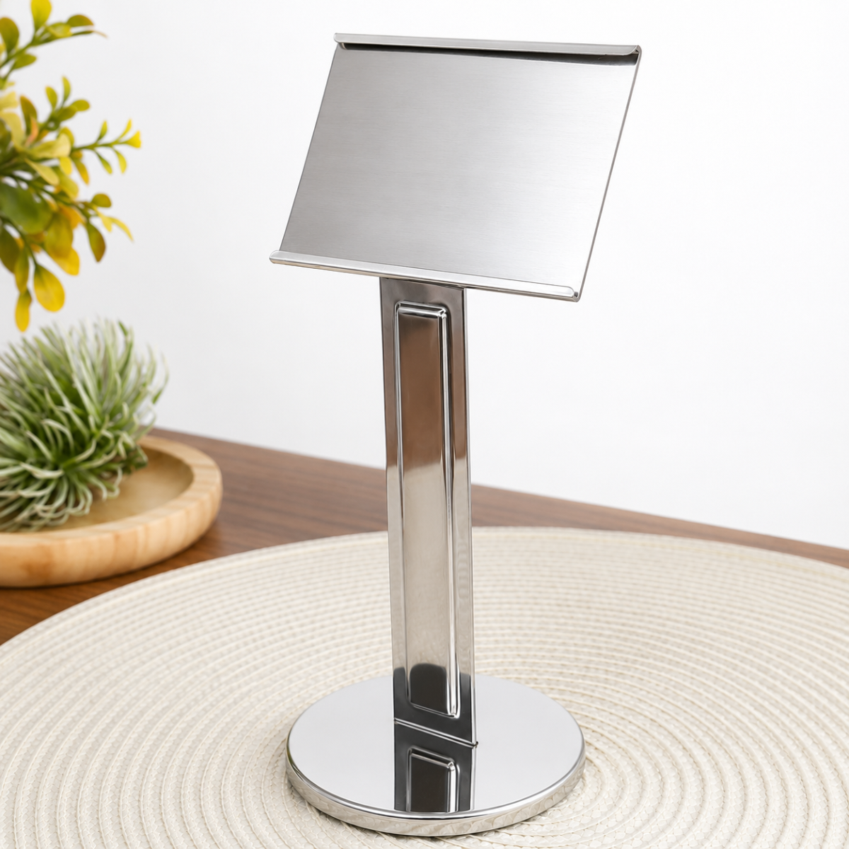Display Mesa Identificação Grande Aço Inox