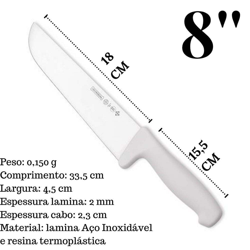 Faca Cozinha Branca Mundial 8´´ Hercules