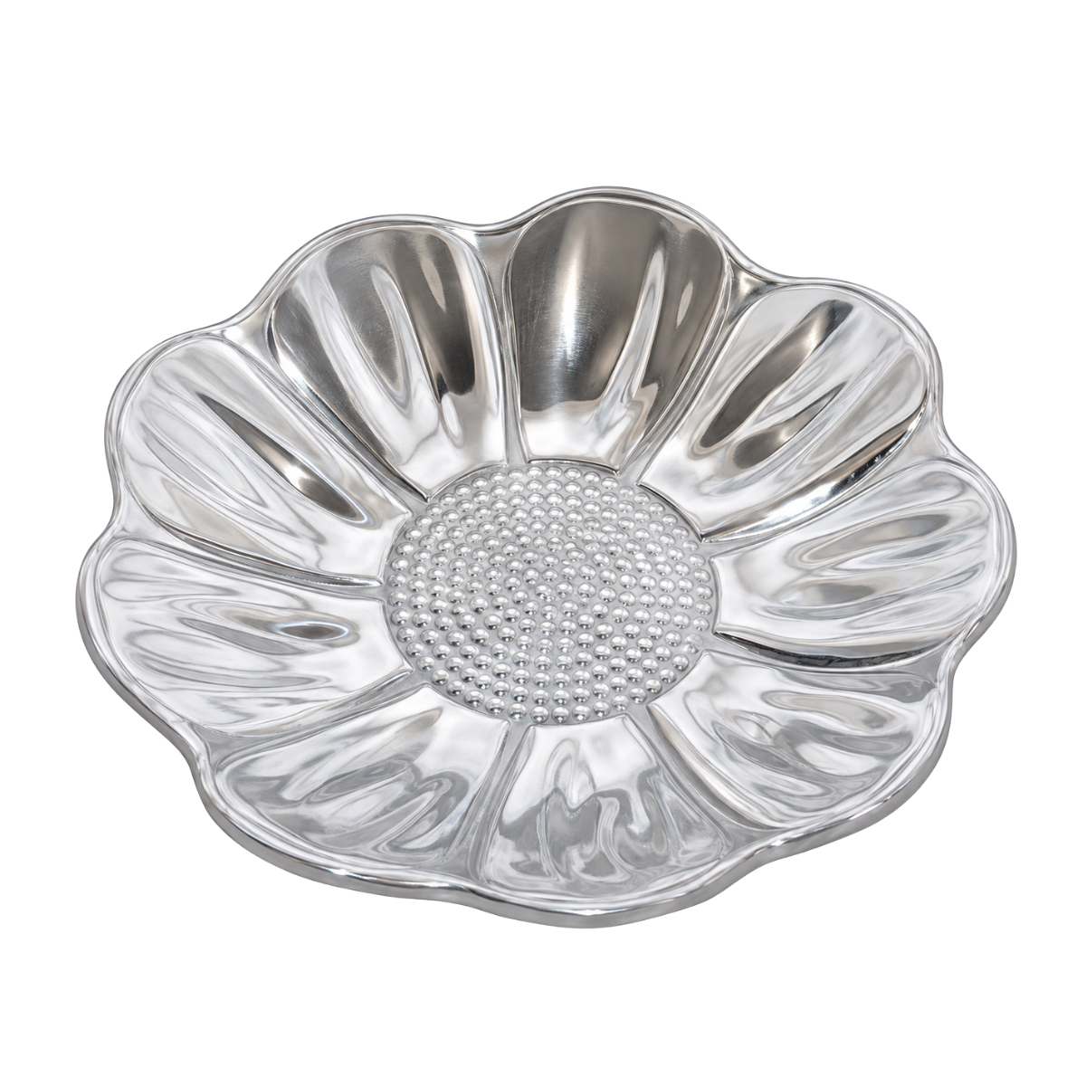 Centro de Mesa Flor Alumínio Polido 39cm