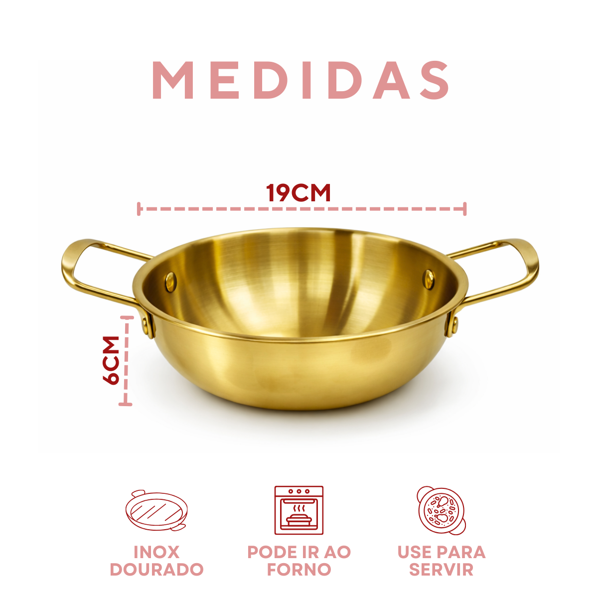 Panela Pergaminho Dourada Servir