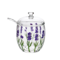 Açucareiro Vidro Com Tampa e Colher Lavanda