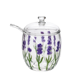 Açucareiro Vidro Com Tampa e Colher Lavanda