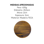 Tabua Redonda Madeira Teca Lisa 25cm A Gourmet