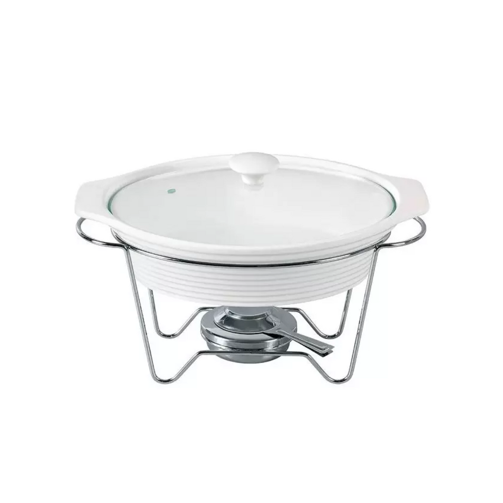 Rechaud Oval de Porcelana Com Queimador e Suporte 2,3L Dynasty