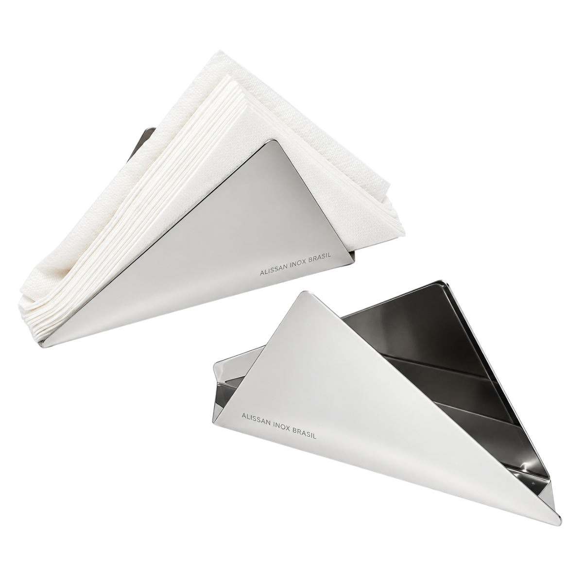 Porta Guardanapo Triangular em Aço Inox Alissan