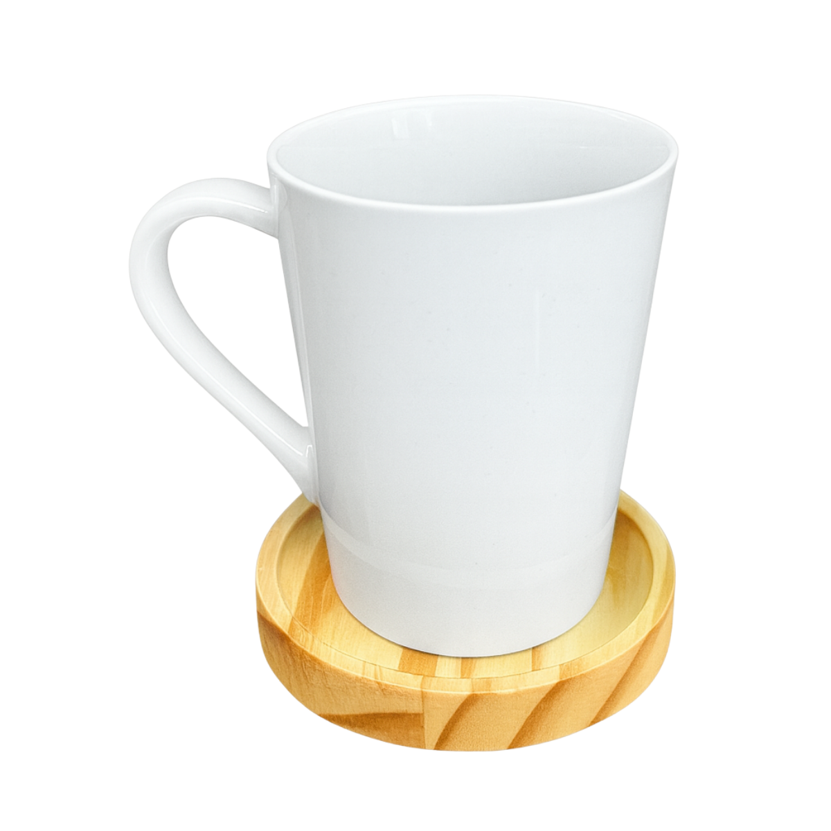 Xicara porclena 230ml pires madeira