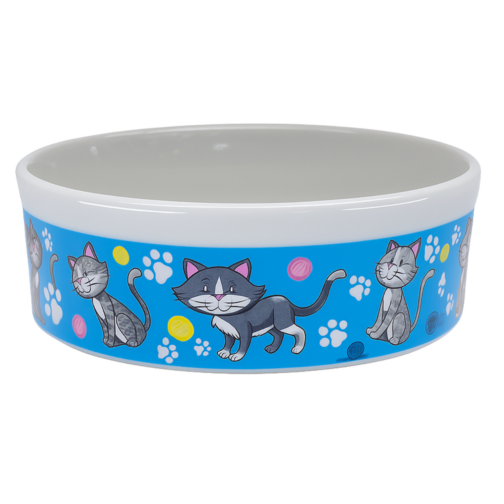 Comedouro Azul Gato de Porcelana 600ml BelaVista Comedouro