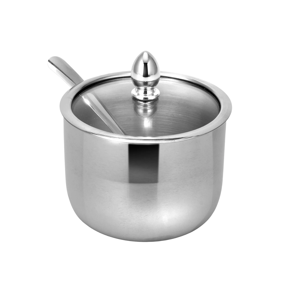 Açucareiro Aço inox C/ Tampa Vidro