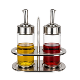 Kit 2 Galheteiro Vidro 100ml Com Suporte Inox Mesa