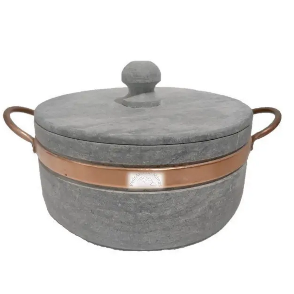 Panela De Pedra Sabão 3L Tampa de Pedra Val Pedra Sabão