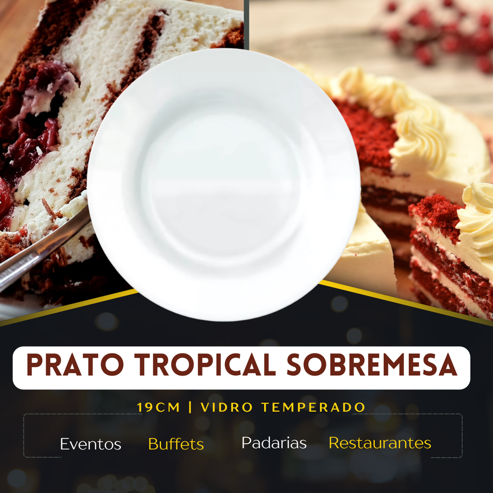 Prato Redondo de Sobremesa Tropical 19cm - A Gourmet
