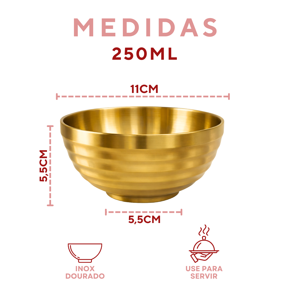 Tigela Bowl Dourado 250ml Servir