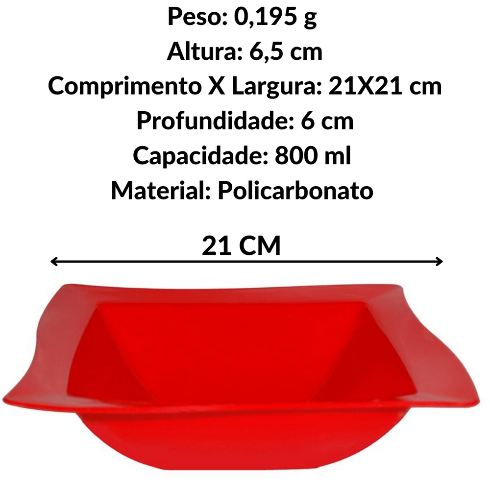 Tigela Saladeira Moove P Policarbonato Vermelha VemPlast