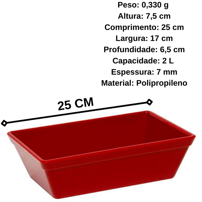 Travessa Stillo P Retangular 2L Polipropileno Vermelha Main Image