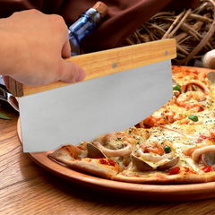 Cortador de Pizza Aço Inox e Cabo Madeira Mimo Style